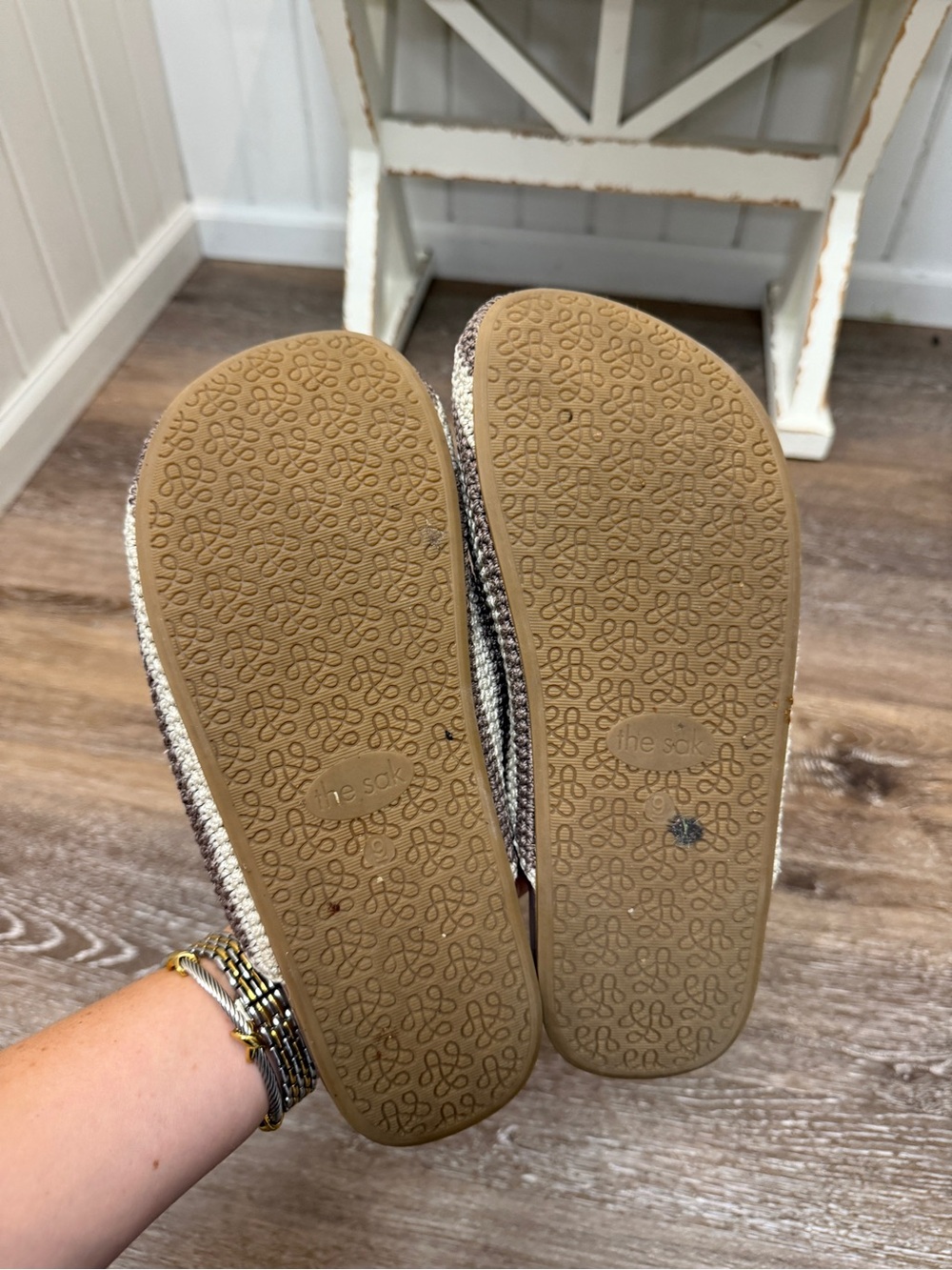 The Sak Bolinas Crochet Clogs in Mushroom Stripe - Picture 4 of 5